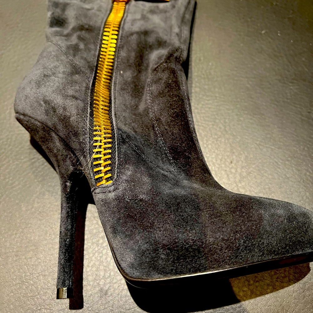 Giuseppe Zanotti Navy Suede Boots With Heels Size 5.5